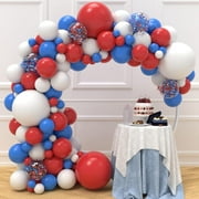 VIWING 129pcs Red White and Blue Balloon Garland Arch Kit, Different Sizes 18 12 10 5 Inch Red White and Blue Balloons for 4th of July Independence Day Patriotic Anniversary Decorations July Welcome